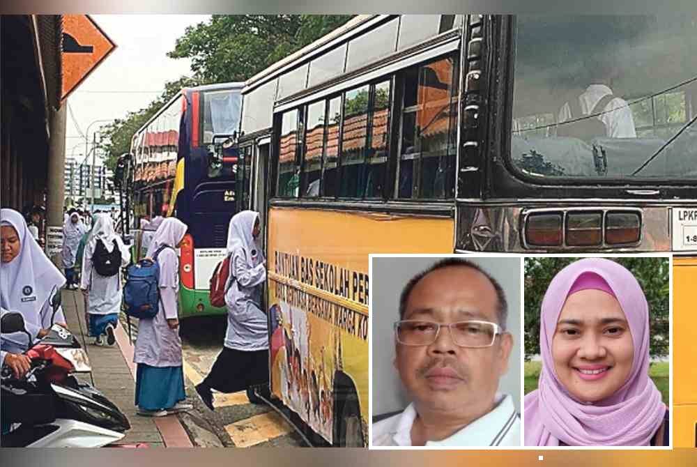 Peningkatan tambang bas sekolah akan beri bebanan kepada ibu bapa terutamanya bagi mereka yang mempunyai jumlah anak ramai. Foto hiasan. Gambar kecil: Kamarulzaman, Norzilawati