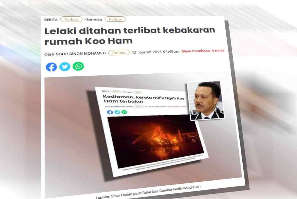 Laporan Sinar Harian sebelum ini berhubung penahanan lelaki terbabit.