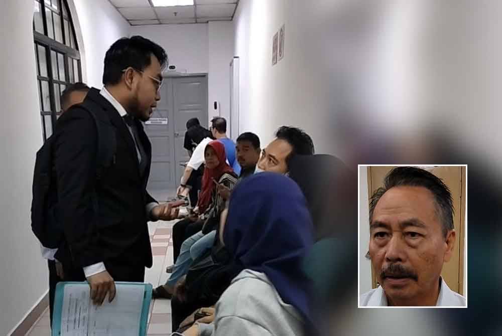 Keluarga Jahidah berbincang dengan peguam selepas mahkamah memerintahkan Rosmaini membela diri di Mahkamah Sesyen Johor Bahru pada Rabu. Gambar kecil: Nordin