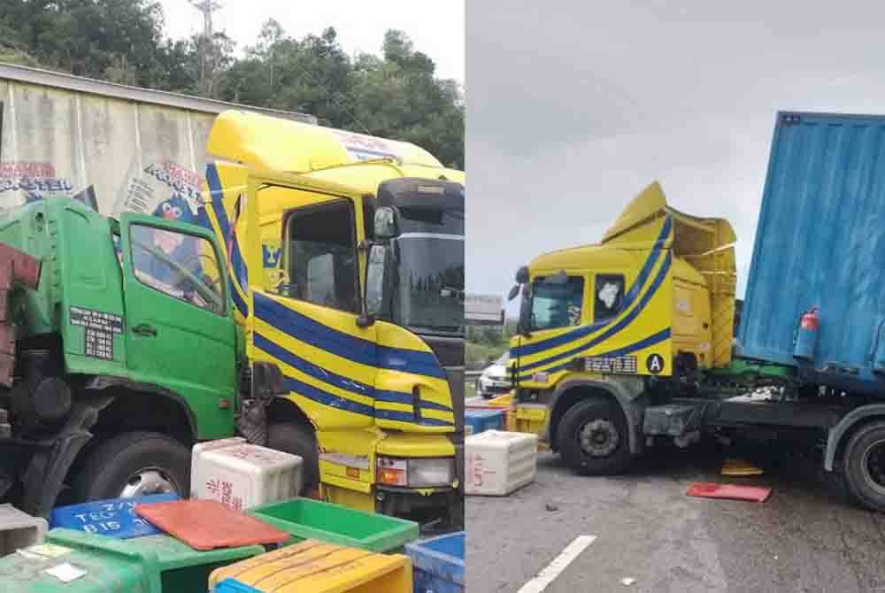 Keadaan lokasi kejadian selepas nahas di KM234.7 Lebuhraya Plus arah Utara pada Khamis.