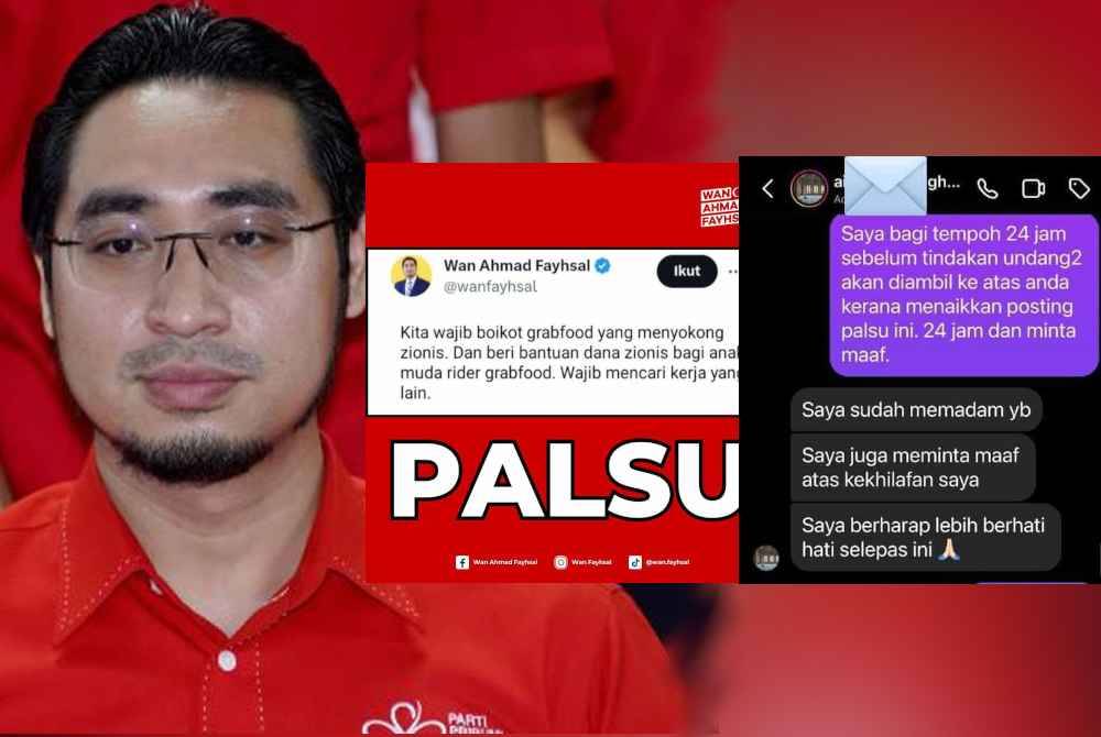 Gambar yang dimuat naik Wan Ahmad Fayhsal menerusi hantaran di Facebooknya pada Ahad.