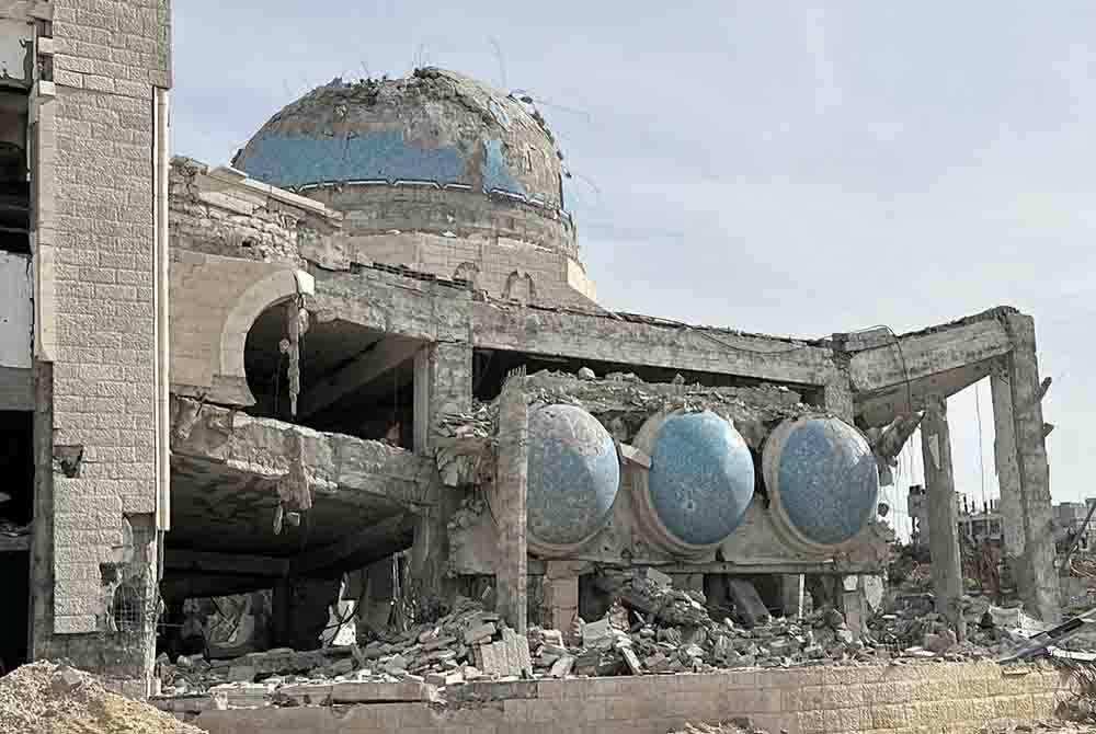 Masjid Sheikh Zayed di Gaza musnah akibat serangan Israel pada 8 Januari lalu. Foto Anadolu