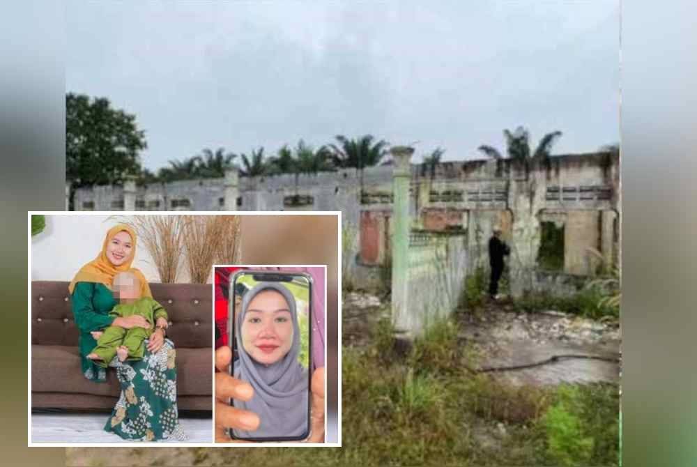 Kawasan rumah terbiar di Kampung Batu 7, Tongkang Pechach, lokasi di mana rangka manusia tidak sempurna ditemui. Gambar kecil: Bella