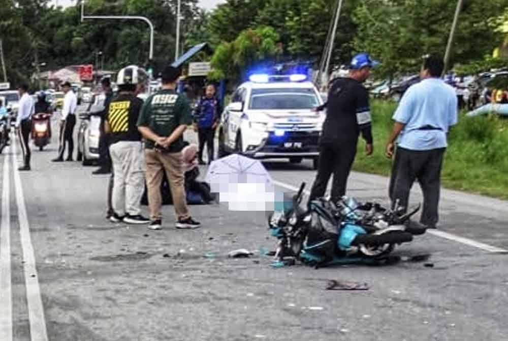 Seorang pembantu kedai maut dalam kemalangan melibatkan dua buah kenderaan. Pix Ihsan PDRM