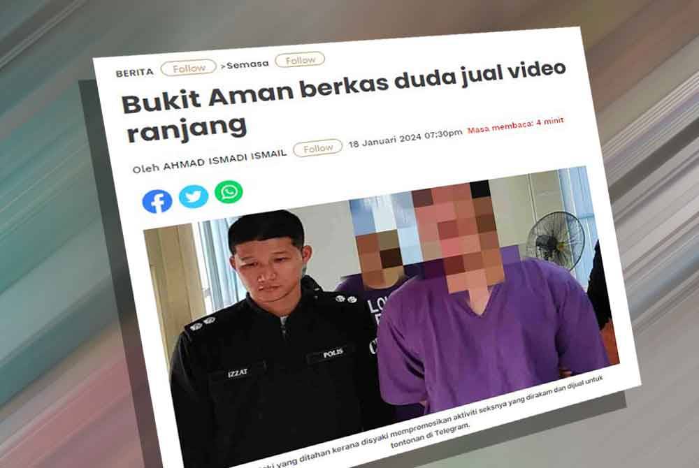 Polis sebelum ini berjaya membongkar kegiatan seorang duda yang menjual rakaman video seksnya bersama lebih 20 wanita di laman sosial dan mengaut keuntungan sehingga RM120,000 sejak enam bulan lalu.