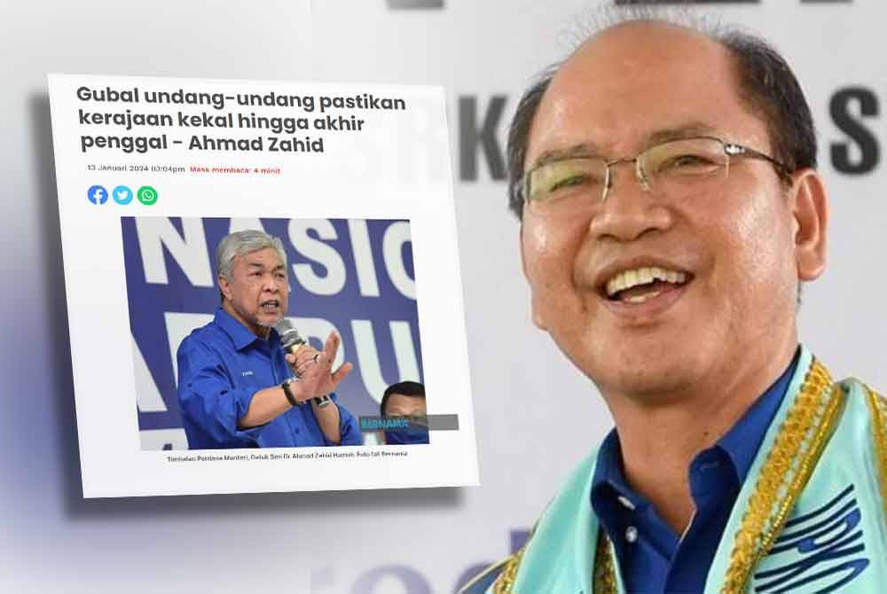 Ahmad Zahid sebelum ini mencadangkan agar Akta Parlimen Berpenggal Tetap digubal bagi mengekalkan kerajaan hingga akhir penggal. Gambar kanan: Wilfred Madius Tangau