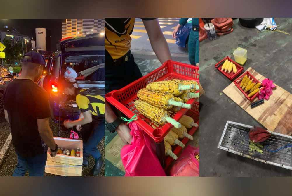 Minuman tin yang dijual tanpa kebenaran turut disita. Barang jualan yang disita. Jagung bakar serta peralatan membakar yang disita DBKL.