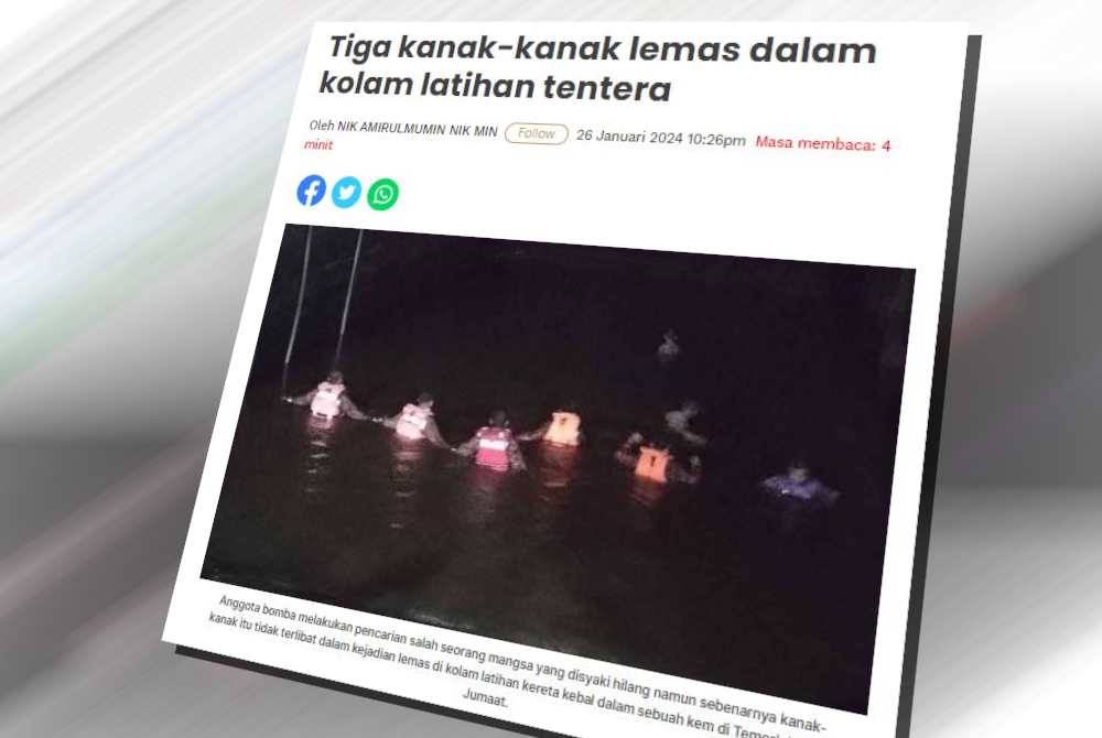 Tiga kanak-kanak ditemui lemas dalam kolam sebuah kem tentera di Mentakab di sini pada Jumaat.