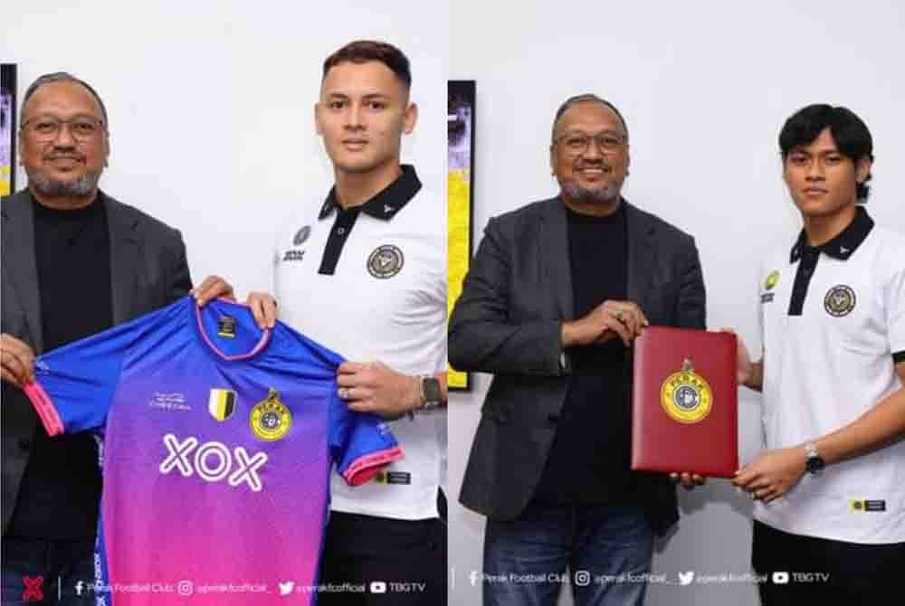 Ramadhan (kanan) akan menyarung jersi Perak FC dalam saingan Liga Super musim ini. Foto Perak FC. Ariff Ar Rasyid (kanan) memilih menyarung jersi Perak FC musim ini. Foto Perak FC