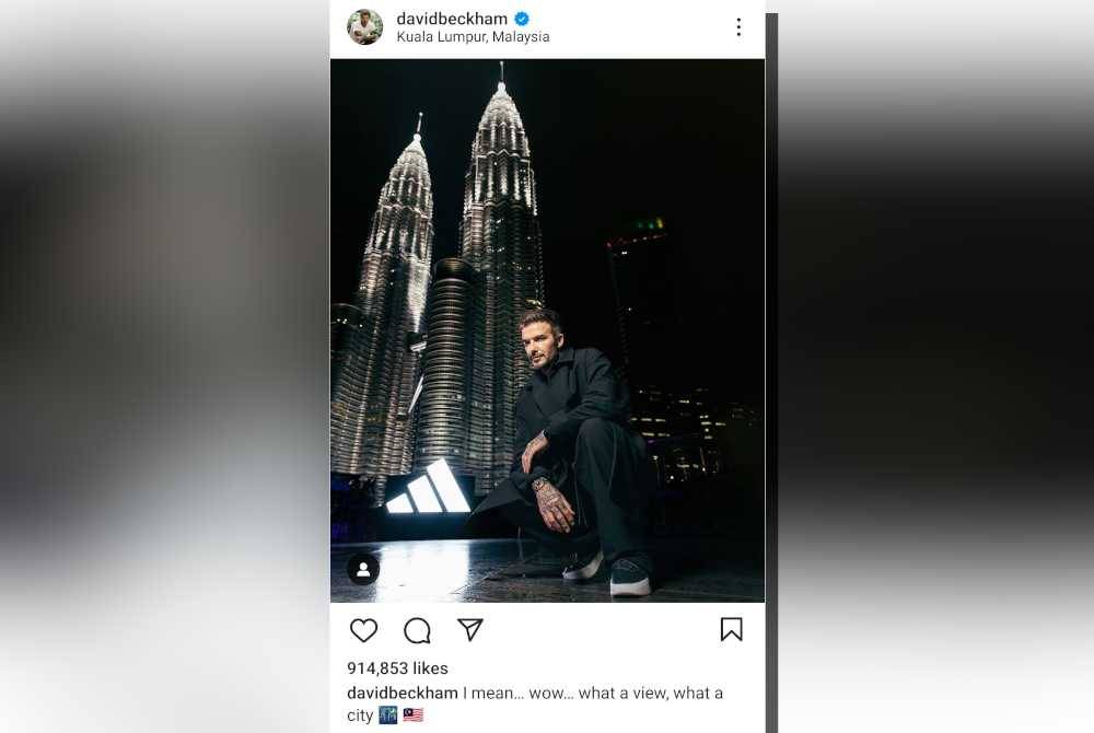 Tangkap layar hantaran Beckham di Instagram miliknya.