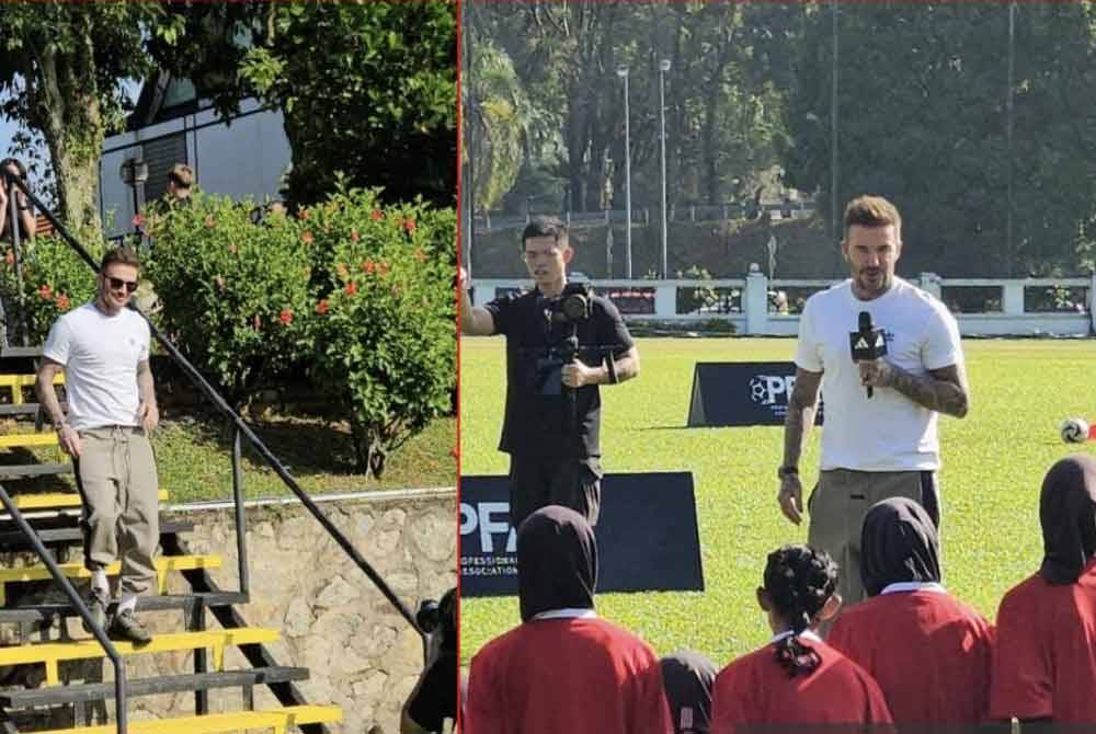 Bekas bintang Manchester United meluangkan masa beramah mesra kira-kira sejam serta terlibat menjalani latihan bersama peserta yang menyertai program AMGFP itu. Foto Bernama