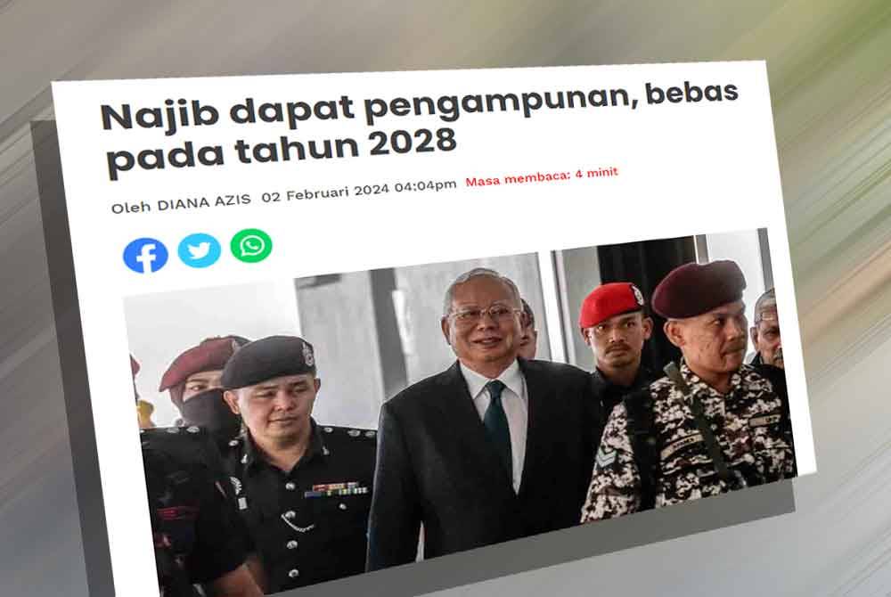 Pada Jumaat, Lembaga Pengampunan mengumumkan untuk membebaskan Najib lebih awal iaitu pada 23 Ogos 2028.