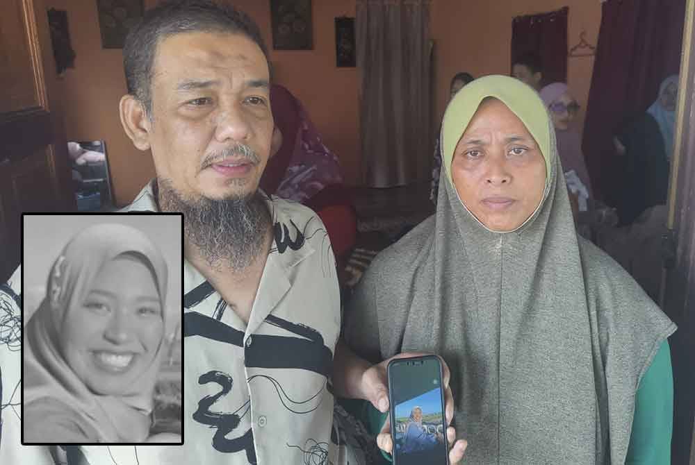 Anan dan isterinya, Ruhmazulaili Abu Hasan menunjukkan gambar kenangan anak mereka, Allahyarham Siti Norfatihah yang telah meninggal dunia akibat kemalangan di Jalan Tanjong Karang-Sungai Besar pada Khamis.