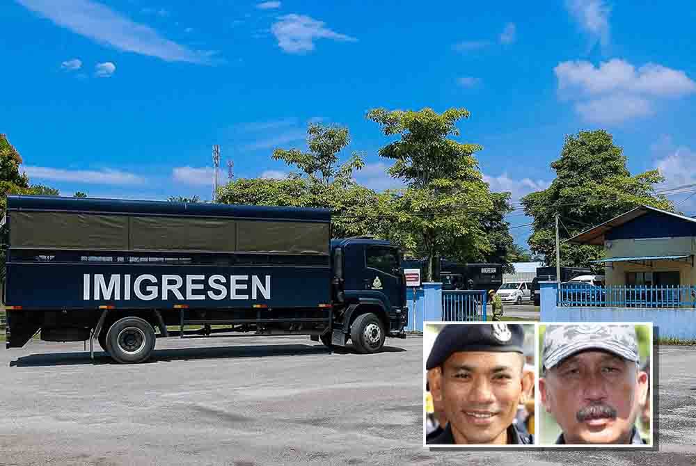 Lebih 500 pegawai dan anggota daripada pelbagai agensi digerakkan dalam operasi memburu tahanan warga asing yang lari dari Depot Imigresen Sementara Bidor. Gambar kecil: Mohd Naim dan Ruslin