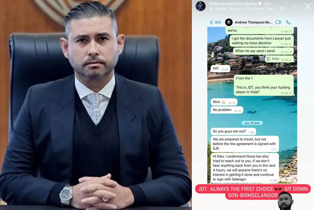 Tangkap layar perbualan yang dimuat naik oleh Tunku Ismail di Insta Story miliknya.