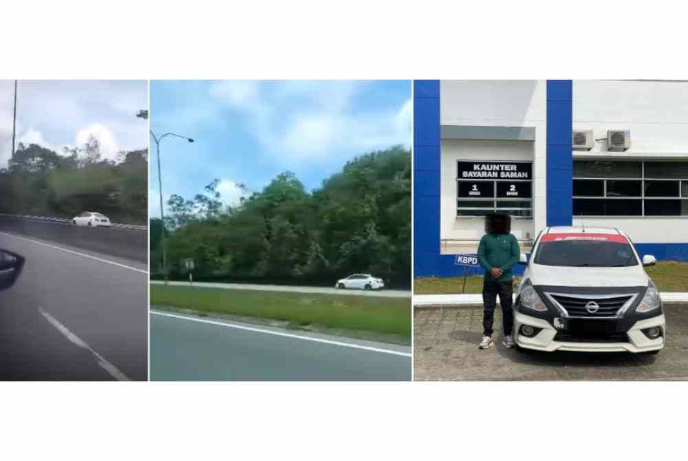 Tangkap layar video tular kereta yang dipandu secara melawan arus di Jalan Johor Bahru-Mersing.