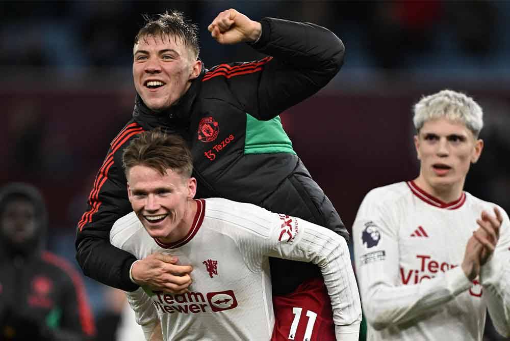 McTominay pencetak gol kemenangan Manchester United ketika menentang Aston Villa di Stadium Villa Park. Foto Agensi