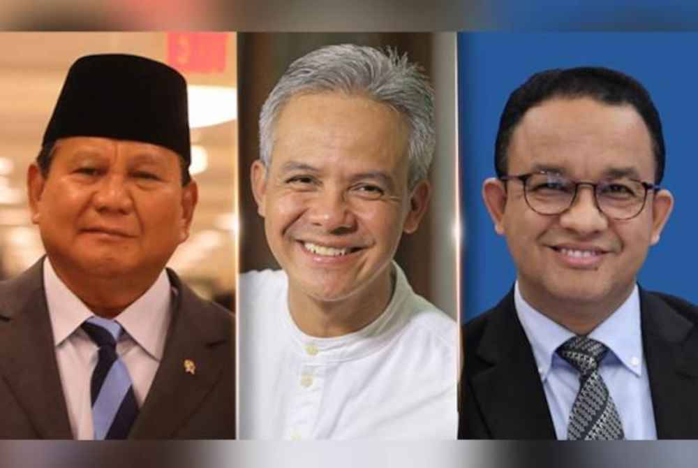 Dari kiri: Prabowo, Ganjar dan Anies. Foto Awani