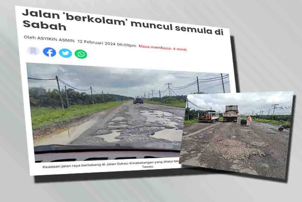 Sinar Harian pada Isnin melaporkan selepas hampir sebulan tular video jalan raya berlubang seperti kolam di Jalan Sukau-Kinabatangan, muncul satu lagi hantaran memaparkan keadaan jalan berkolam di laluan sama. Kerja pembaikan menutup lubang pada jalan rosak di jalan Bulatan Sukau, Kinabatangan telah dilakukan.