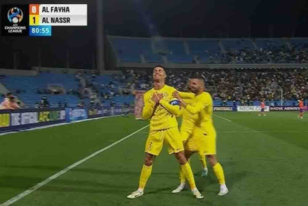 Ronaldo menukar gaya siuuuu yang sering dilakukannya ketika perlawanan menentang Al-Fayha.