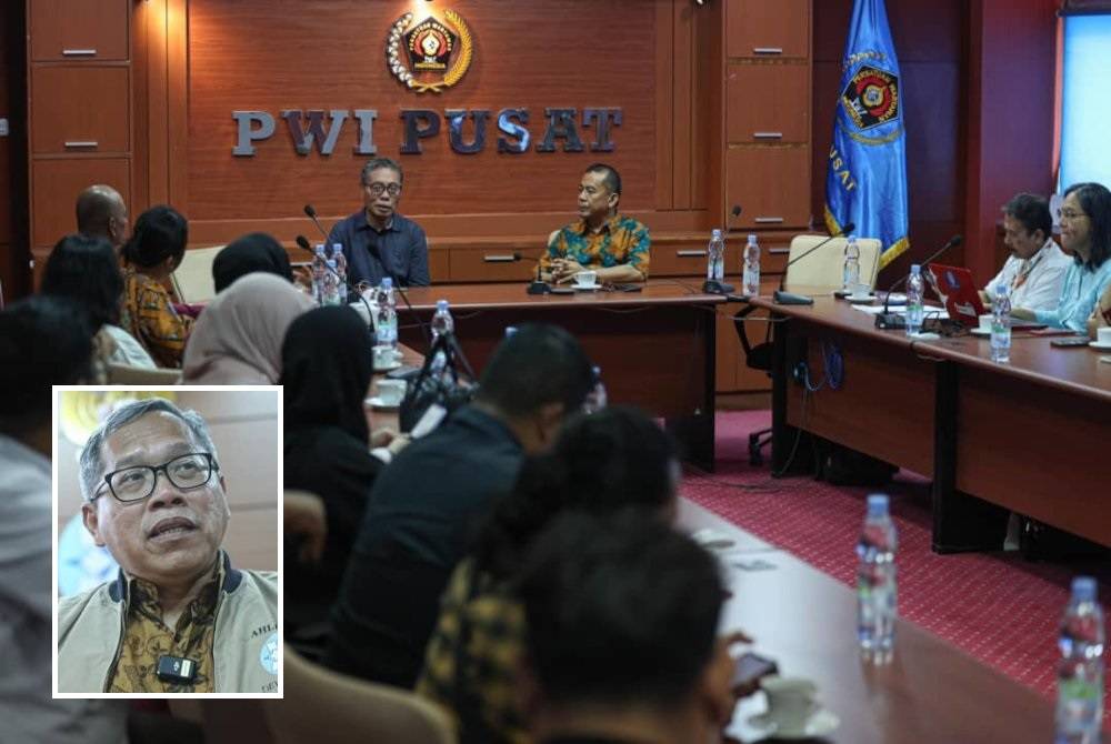 Lawatan Iswami Malaysia ke pejabat Persatuan Wartawan Indonesia (PWI) di Jakarta. (Gambar kecil: Tri Agung Kristanto.)