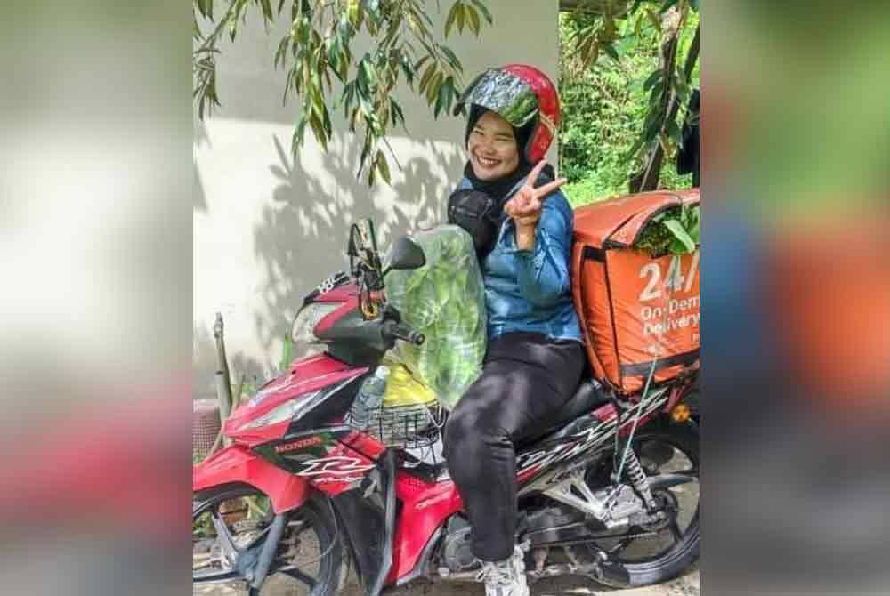 Kerana minat berniaga, Siti Norol Salwani tidak kisah menunggang dari Changkat Jering ke Kuala Lumpur membawa hasil sayur kampung. Foto Siti Norol Salwani