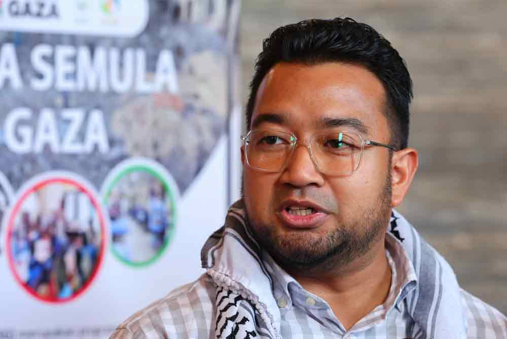 Muhammad Nadir Al-Nuri ketika ditemui pemberita pada Majlis Amal Hi-Tea Kempen Bina Semula Gaza anjuran Humanitarian Care Malaysia (MyCARE) di sini hari ini. Foto Bernama