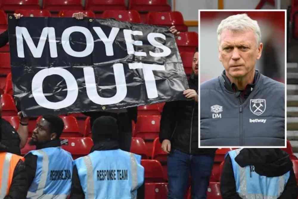 Desakan untuk Moyes meletak jawatan semakin memuncak susulan kekalahan terbaru West Ham di tangan Nottingham Forrest. Foto Agensi