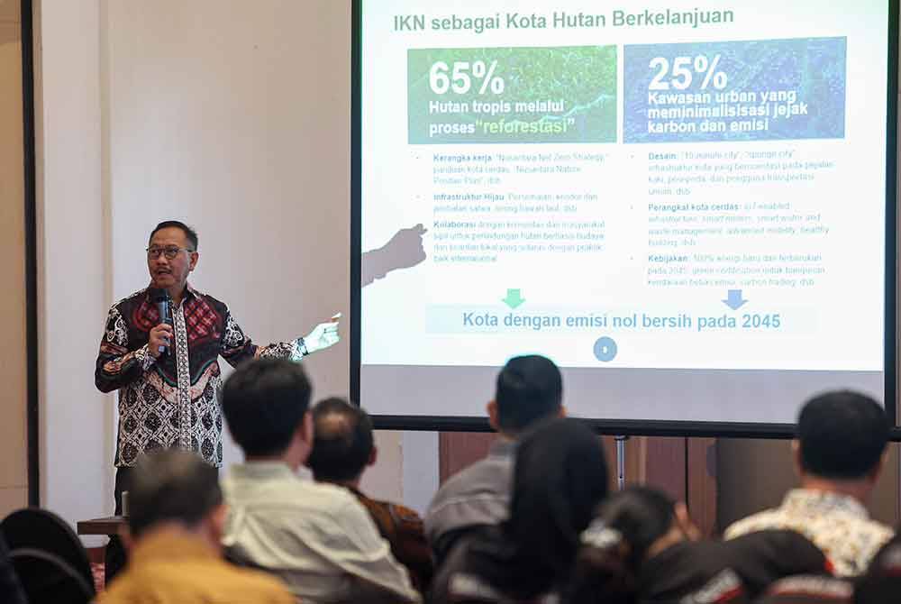 Bambang ketika memaklumkan mengenai kemajuan pembangunan IKN dalam seminar nasional sempena Hari Pers Nasional 2024 di Ancol, di sini.