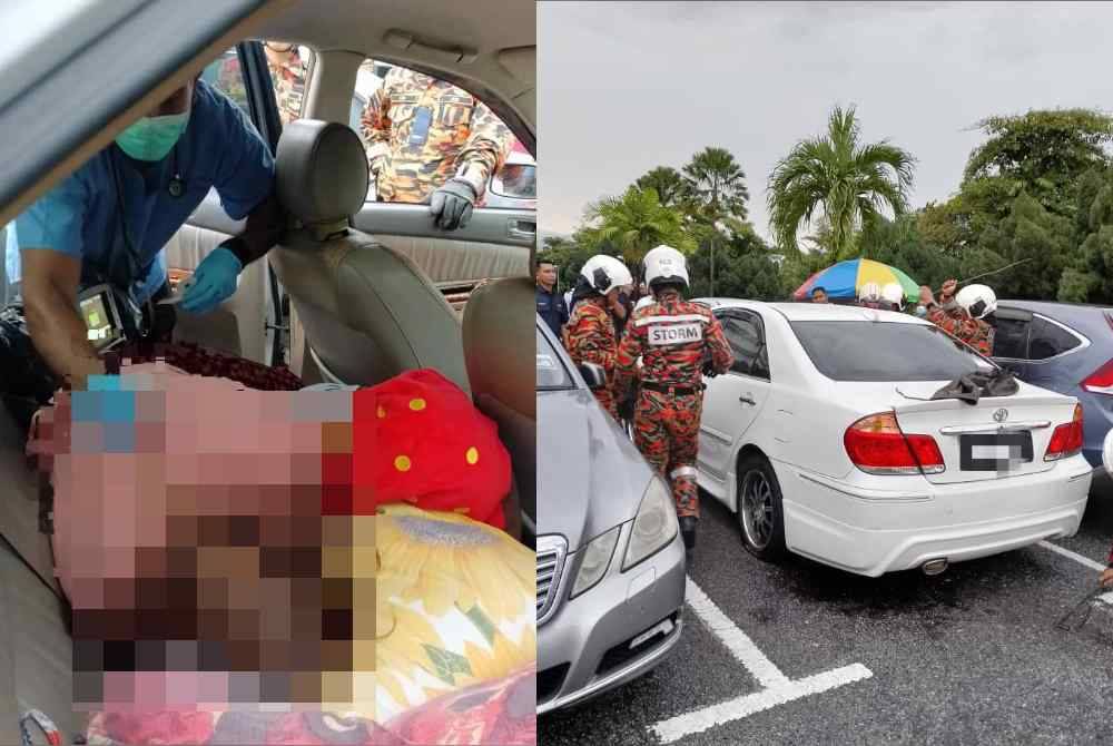 Mangsa yang berada di tempat duduk belakang cuba diberikan rawatan awal oleh pegawai perubatan yang berada di tempat kejadian, namun disahkan meninggal dunia. Anggota bomba menjalankan operasi dengan membuka pintu kereta menggunakan peralatan khas. Foto Bomba Perak