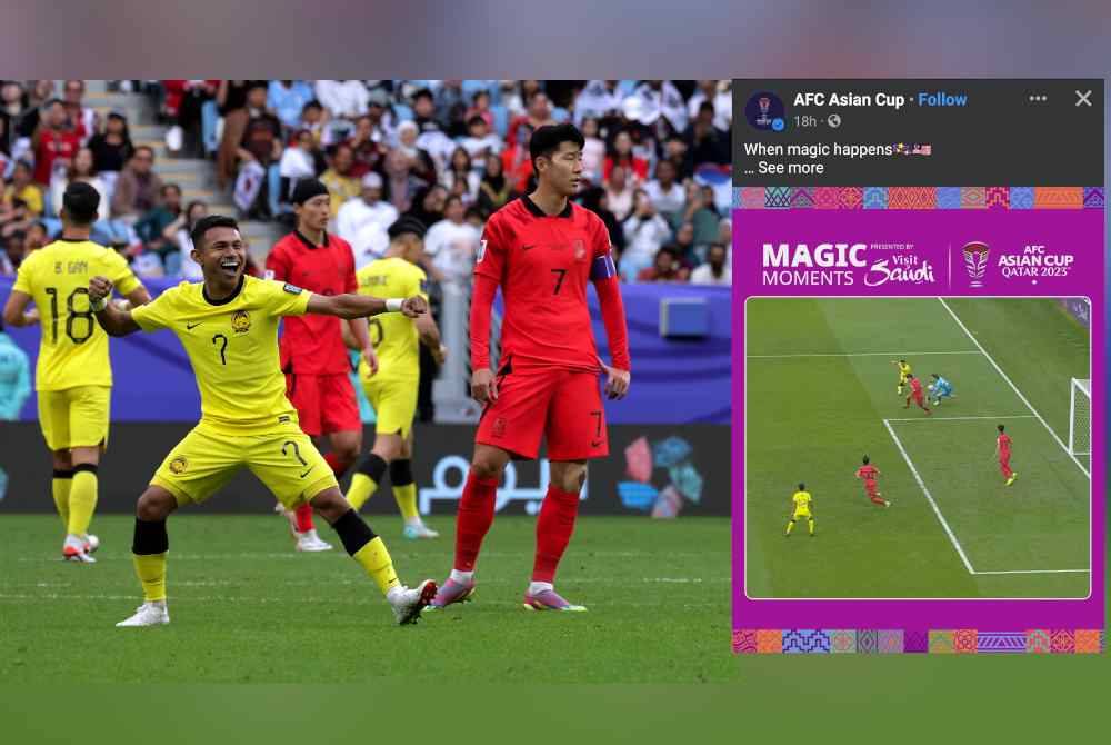 Gol Faisal Halim ketika berdepan Korea Selatan pada 25 Januari lepas pada Kejohanan Piala Asia 2023 Qatar. Gambar fail