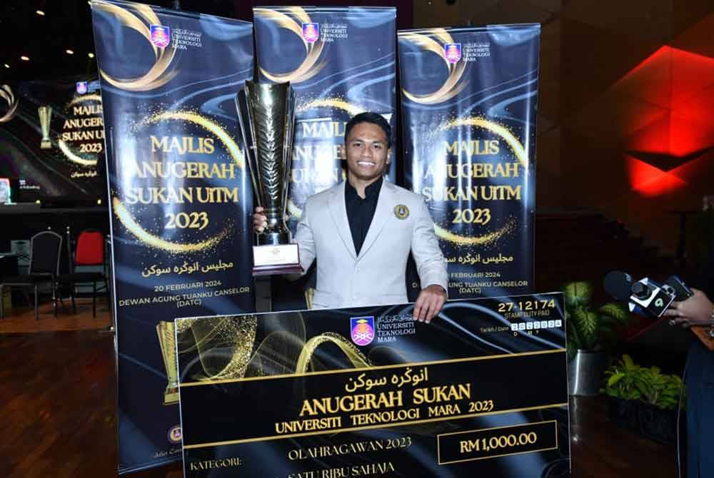 Aniq dinobatkan sebagai Olahragawan UiTM 2023 di Shah Alam pada Selasa. Foto UiTM