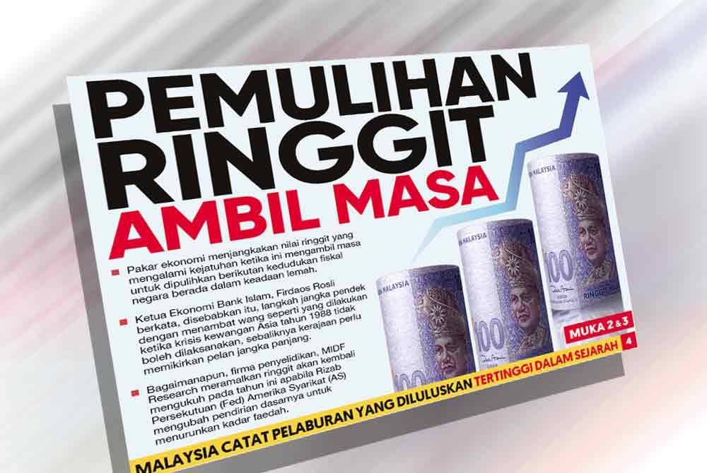 Muka depan Sinar Harian pada Jumaat tentang pemulihan ringgit ambil masa.