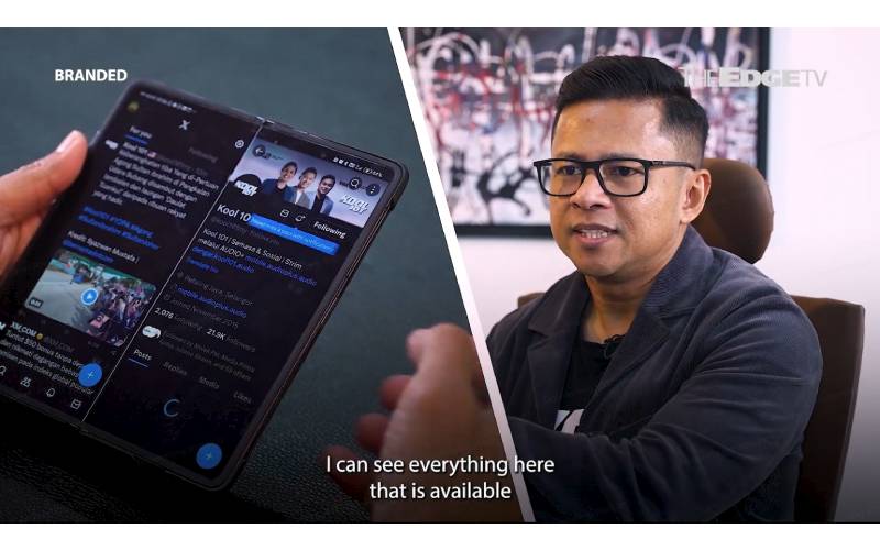 Ketua Pegawai Eksekutif Media Prima Audio, Nazri Nolan mengakui fungsi split screen HONOR Magic V2 sangat membantu dalam kerjanya.