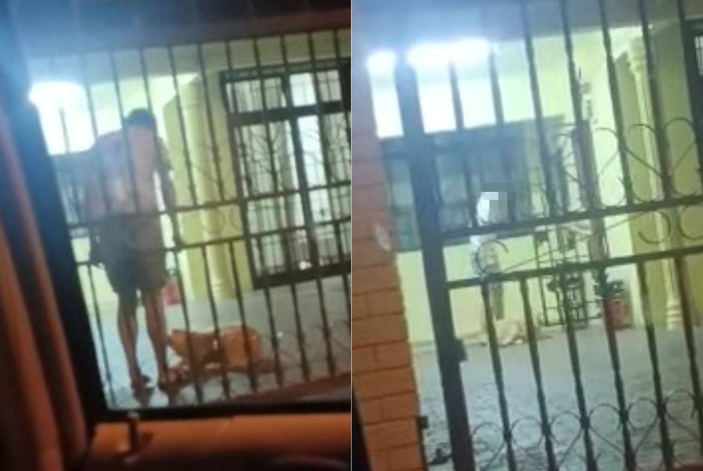 Tangkap layar video tular memaparkan kejadian penderaan seekor anjing.