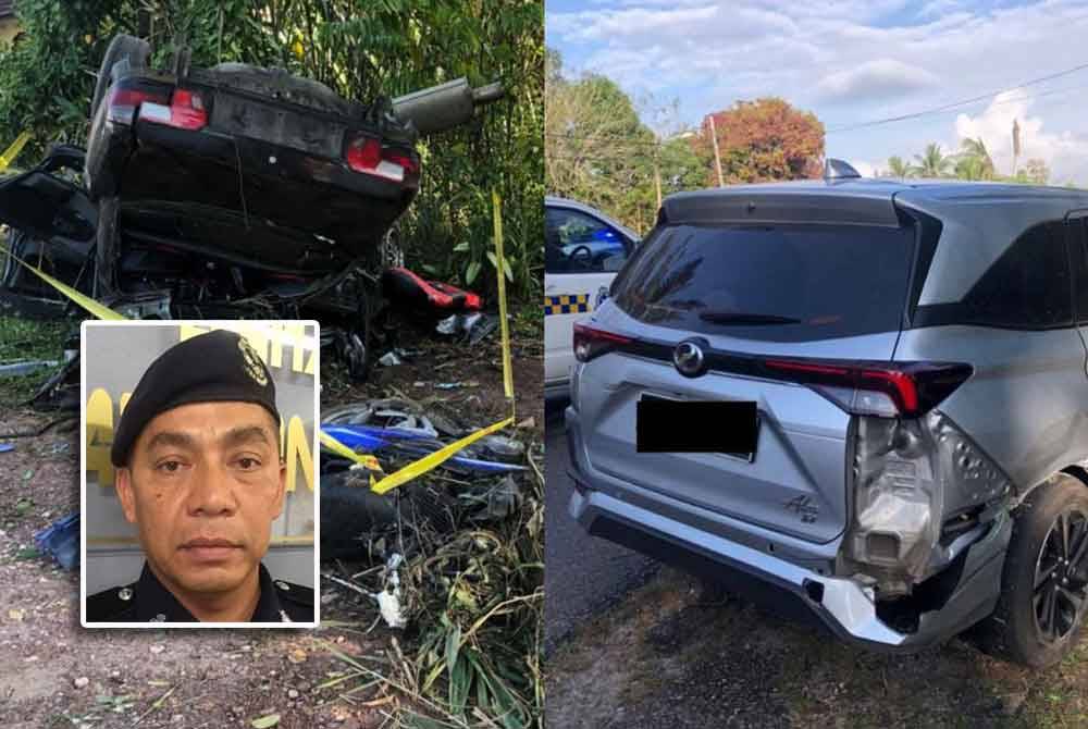 Kemalangan melibatkan motosikal dan dua kenderaan lain (kiri), Perodua Alza yang turut terbabit dalam kemalangan. Gambar kecil: Mohd Haki