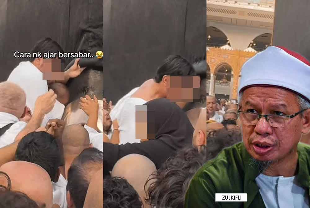 Tangkap layar rakaman video tular yang menunjukkan momen mencium hajar aswad ketika menunaikan umrah baru-baru ini.