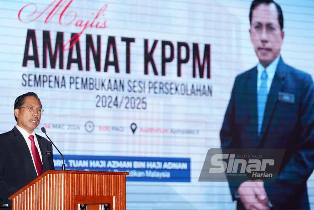 Azman menyampaikan amanat pada majlis Amanat KPPM Sempena Pembukaan Sesi Persekolahan 2024/2025 yang diadakan pada Isnin. Foto SINAR HARIAN/ROSLI TALIB