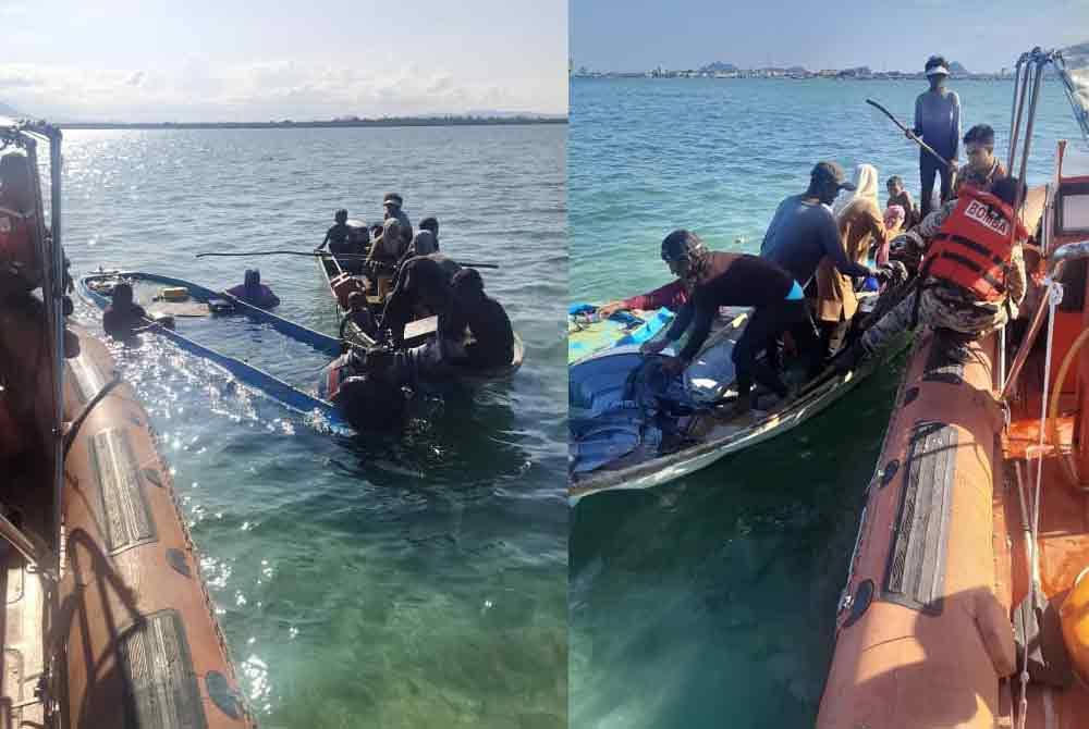 Mangsa bot karam yang diselamatkan pasukan bomba di perairan Pulau Tobo-Tobo, Semporna.