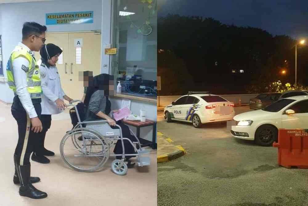 Anggota polis membantu mengiringi seorang ibu mengandung dan kenderaan polis mengiringi sebuah kereta yang dinaiki ibu mengandung ke Hospital Sungai Buloh di sini pada Ahad.