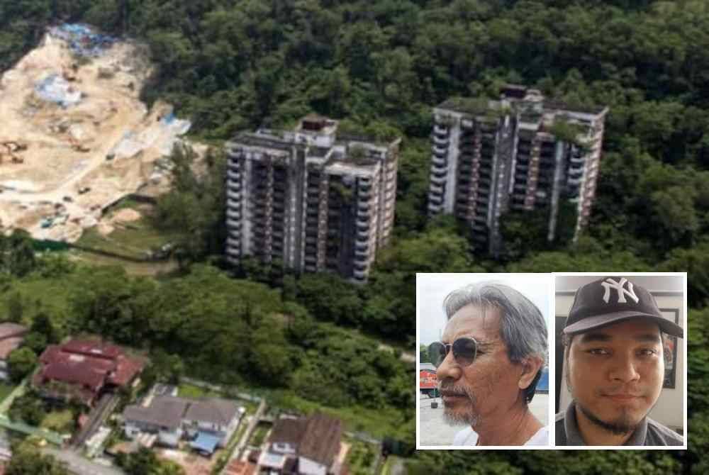 Pemandangan Highland Towers dari udara - Foto Bernama. Gambar kecil: Nazri Noor, Eismael Mohamad