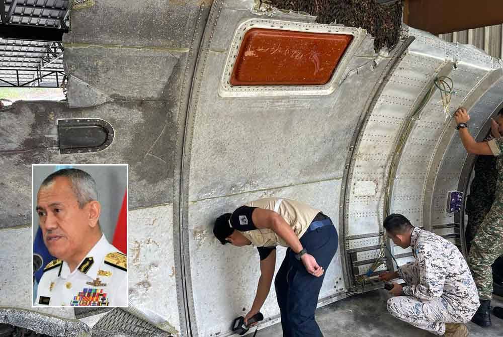 Pemeriksaan dijalankan secara bersepadu oleh pasukan penyiasatan ke atas objek asing yang dijumpai di Mersing, Johor, baru-baru ini. Gambar kecil: Hamid