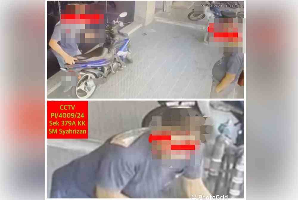 Kegiatan jenayah dipercayai dilakukan suspek terlibat dirakam menerusi rakaman kamera litar tertutup (CCTV).