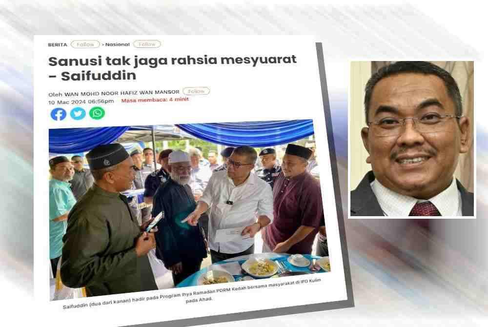 Laporan Sinar Harian pada Ahad. (Gambar kecil: Sanusi)