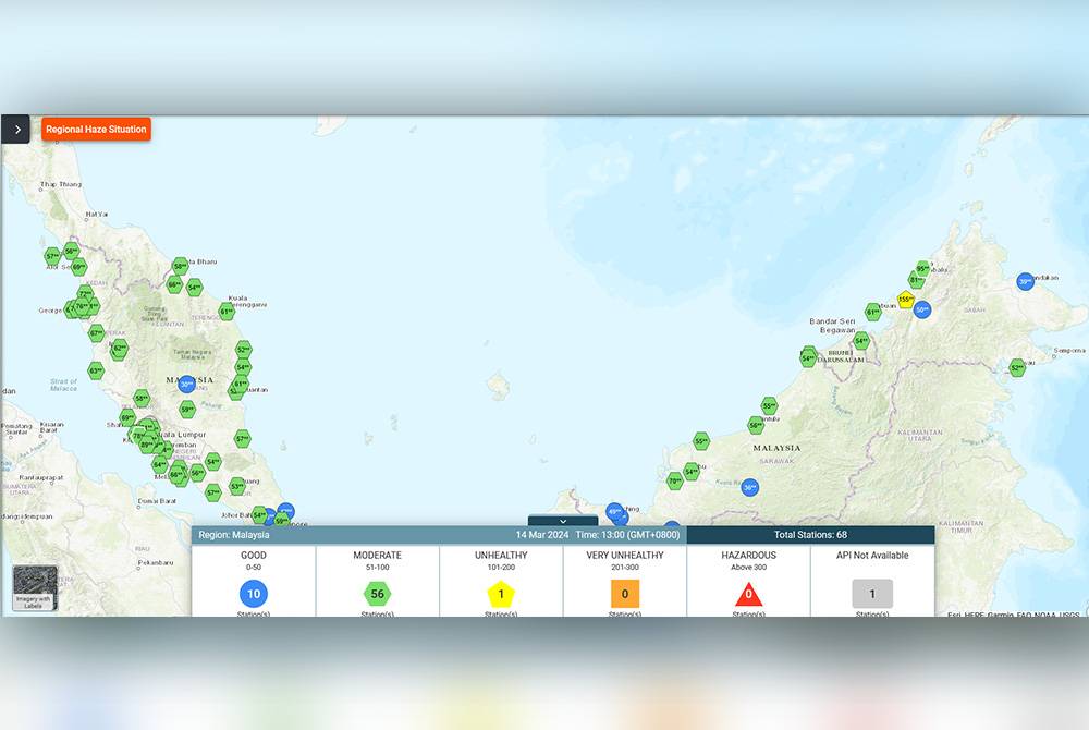 Kimanis iaitu kira-kira 62 kilometer dari sini menerima bacaan Indeks Pencemaran Udara (IPU) 154 iaitu bacaan tidak sihat.