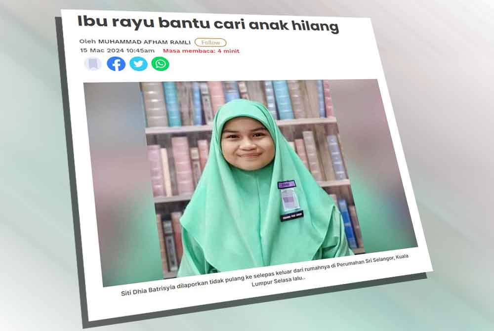 Laporan Sinar Harian pada Jumaat.