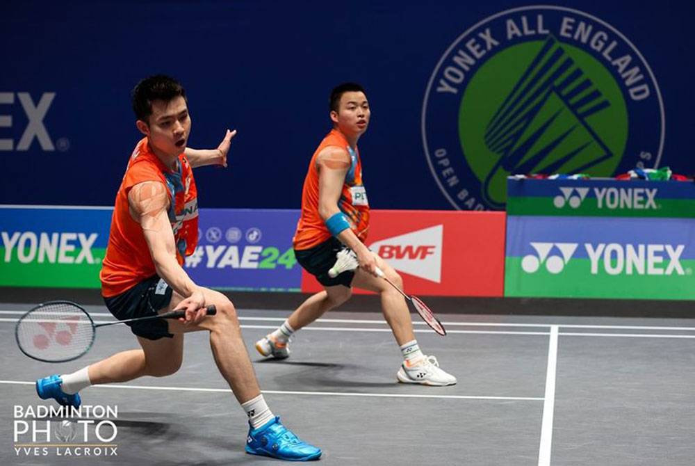 Aaron-Wooi Yik menjadi satu-satunya wakil negara yang masih meneruskan cabaran dalam Kejohanan Badminton All England 2024 apabila mara ke separuh akhir pada Jumaat. Foto Facebook BAM