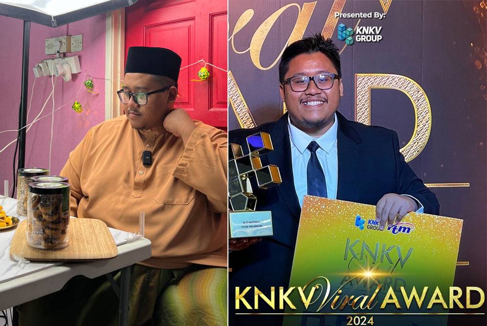 Abdul Qayyum diumum sebagai Pempengaruh Makanan Nasional Terbaik pada KNKV Viral Award 2024, baru-baru ini. Foto Bernama