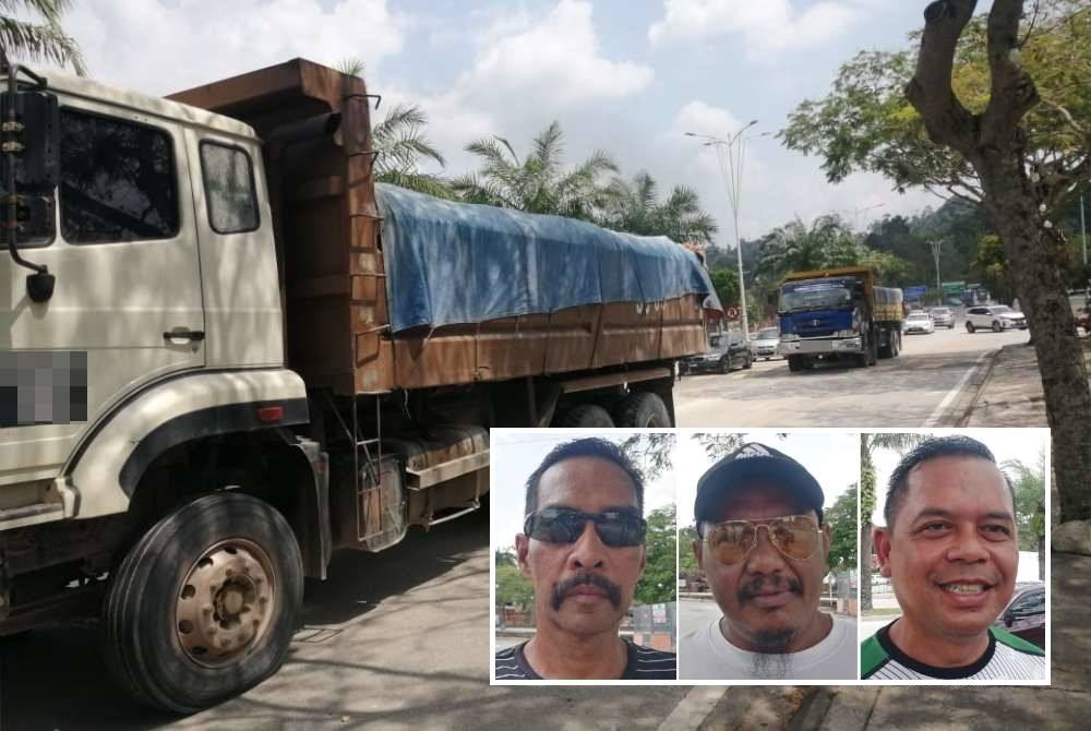 Lambakan lori tanah yang menggunakan laluan kawasan perumahan penduduk di Taman Alam Budiman, Seksyen U10 dan kawasan sekitarnya. (Gambar kecil: Badrulhisham, Norazli, Mohamad Zailani)