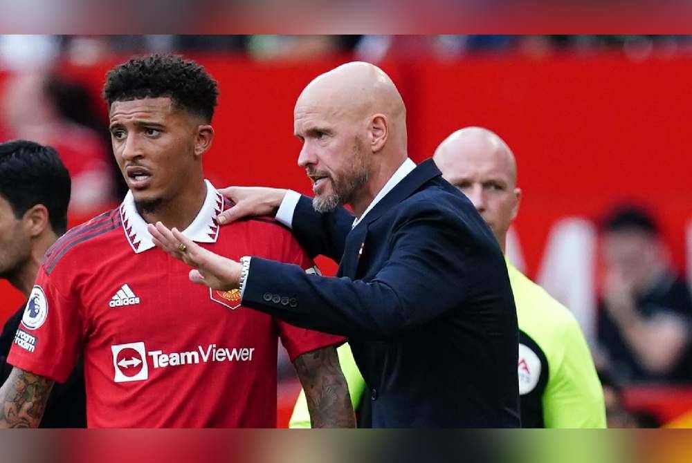 Hubungan Sancho (kiri) dan ten Hag di Old Trafford sudah tidak dapat diperbaiki. Foto Agensi